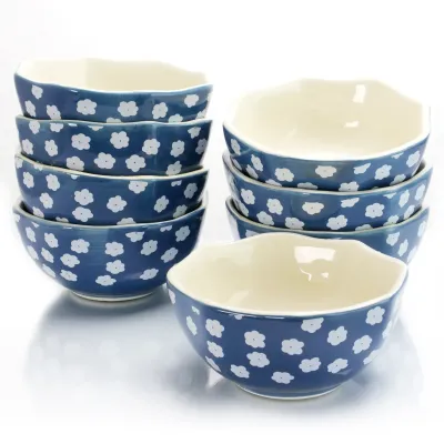 Urban Market 123285.01 - Durastone Octagon Fruit Bowls Set of 8 in BlueWhite