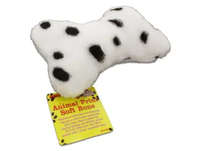 dukes DI150 - Plush Squeaky Animal Print Dog Bone Toy