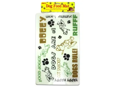 dukes DI401 - Non-Slip Plastic Dog Food Mat with Fun Designs