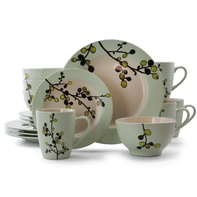 ELAMA EL-RETROBLOOM16 - Elama Retro Bloom 16 Piece Luxurious Stoneware Dinnerware wi