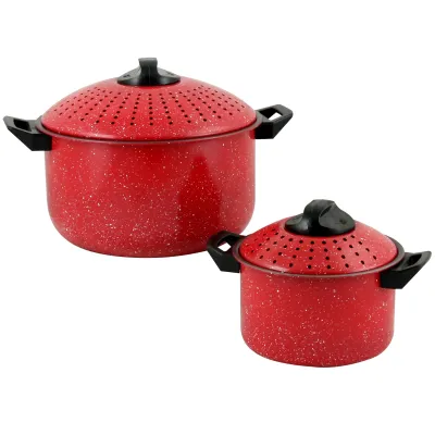 Gibson 109461.04 - Gibson Home Casselman 4-Piece Nonstick Pasta Pot Set Red