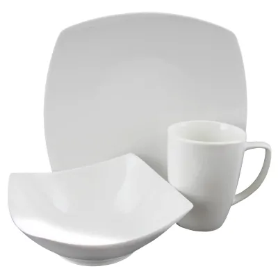 Gibson 118326.12R - Zen Buffetware 12-Piece White Porcelain Square Set