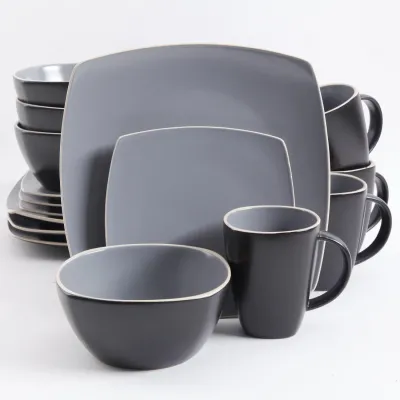 Gibson 94851.16 - Gibson Home Soho Lounge 16 Piece Soft Square Stoneware Dinne