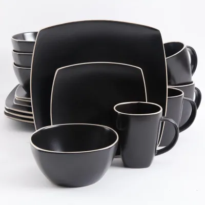 Gibson 94852.16 - Gibson Soho Lounge Matte 16-Piece Dinnerware Set, Black