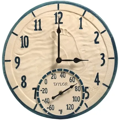 SPRINGFIELD 91501 - By the Sea 14 Poly Resin Clock with Thermometer