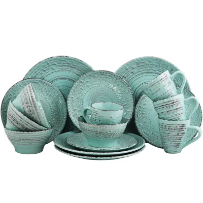 ELAMA EL-ELLE - Elama Elle 18 Piece Porcelain Dinnerware Set with 2 Large Se