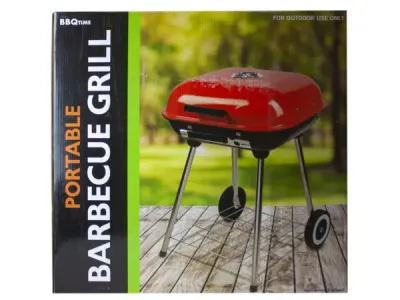 Bulk Buys UU901 - Compact Square Charcoal Grill with Wheels for Easy Transport