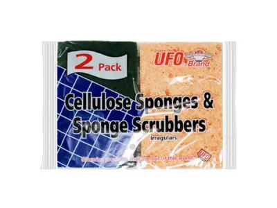 Bulk Buys HA513 - Dual Action Cellulose Sponges & Scrubbers (2-Pack)