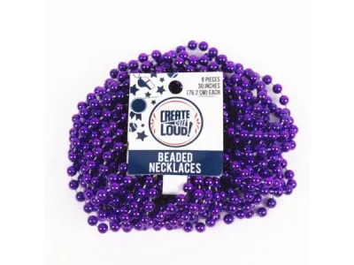 bulk buys CH483 - Metallic Purple Bead Necklaces - 8 Pack