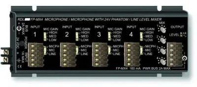 RDL FP-MX4 - 4-Channel MicLine Mixer with Phantom Power Inputs