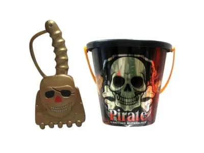 Bulk Buys KO108 - Assorted 6 Pirate Bucket with Shovel - Fun Beach Toy