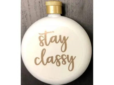 bulk buys MK317 - Stay Classy 3oz White Flask with Elegant Design