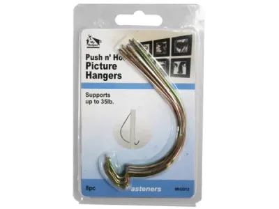 Bulk Buys ML242 - Push N Hook Picture Hangers - Easy Wall Mounting Solutions
