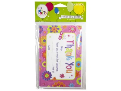 Bulk Buys SA690 - 8 Count Garden Party Thank You Cards - Floral Design