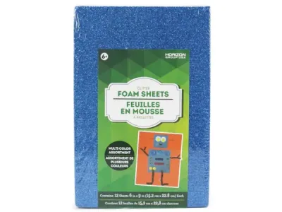 bulk buys CH465 - 12 Pack Glitter Foam Craft Sheets - Multi Color 6x9