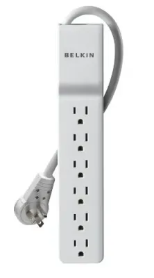 Belkin BE106001-06R - 6-Outlet Surge Protector with 6-Foot Power Cord - White