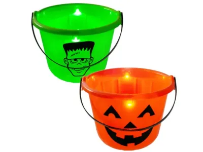 bulk buys GW763 - Light-Up Trick or Treat Pumpkin Bucket for Halloween