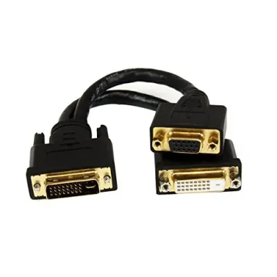 STARTECH DVI92030202L - 8in Wyse DVI Splitter Cable - DVI-I to DVI-D and VGA - MF - 
