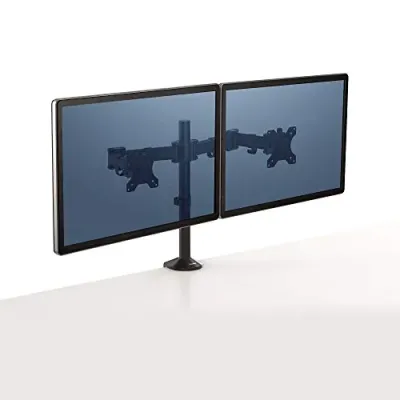 FELLOWES 8502601 - DUAL MONITOR ARM ELEVATES YOUR SCREENS OFF THE DESK TO ELIMI
