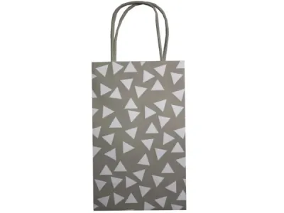 Bulk Buys DC198 - Small Gray Gift Bag with White Triangle Print