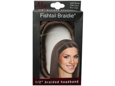bulk buys KA681 - Mia Beauty Light Brown Fishtail Braided Headband - Stylish A