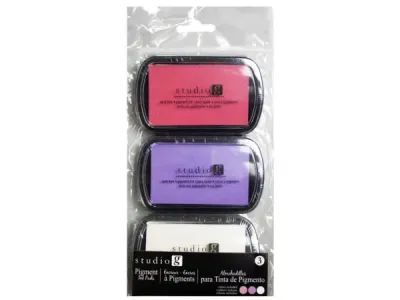 bulk buys HC466 - Colorful 3-Pack Ink Pad Set - Pink, Purple, White