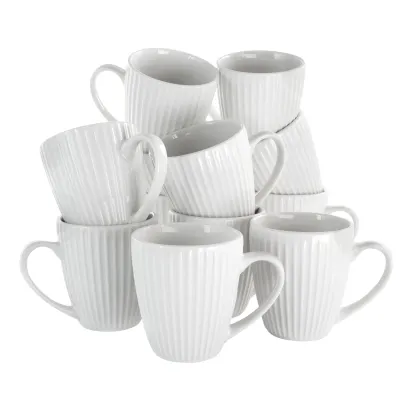 ELAMA EL-ELLE12PC - Elama Elle 12-Piece White Porcelain Mug Set