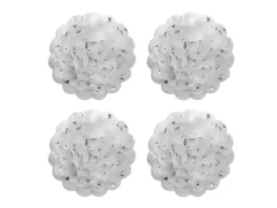 bulk buys CH313 - Elegant 4-Piece White and Silver Tissue Paper Flower Set
