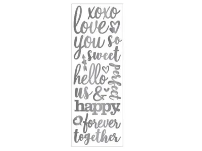 Bulk Buys CH424 - Momenta Silver Stickers with Romantic Phrases for Crafts