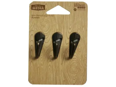 bulk buys HC465 - Stylish 3-Pack Metal Wall Hooks for Home Organization