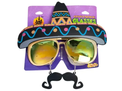 bulk buys GW733 - Vibrant Sombrero Costume Glasses for Fun Celebrations