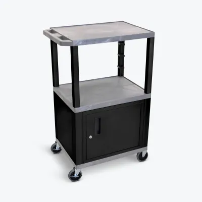 Luxor WT42GYC2E-B - Luxor Gray AV Cart with Locking Cabinet and Electric