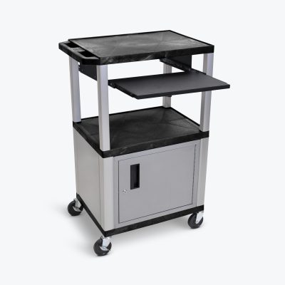 Luxor WTPS42C4E-N - Luxor Tuffy Black 42 3 Shelf Cart W Black Pullout Shelf & Ni