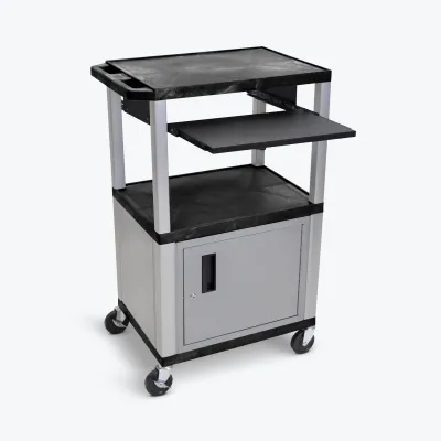 Luxor WTPS42C4E-N - Luxor Tuffy 42 Black 3-Shelf Utility Cart with Pullout Tray