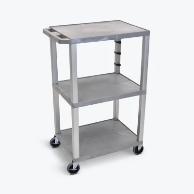 Luxor WT42GYE-N - Luxor 42 Gray Tuffy 3-Shelf AV Cart with Electric Outlet