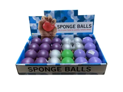 Bulk Buys KM320 - Assorted Color Sponge Balls Countertop Display - 48 pcs