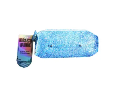 bulk buys SC719 - Sparkling Blue Glitter Pencil Case for School & Art Supplies