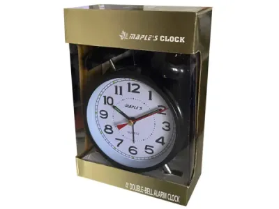 bulk buys BJ189 - Classic Black 4-Inch Double Bell Alarm Clock - Retro Style