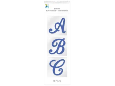 bulk buys CH435 - 40 Count Blue Cursive Alphabet Stickers for Crafting