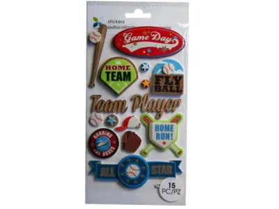bulk buys CH433 - Momenta 3D Baseball Stickers - 15 Piece Set