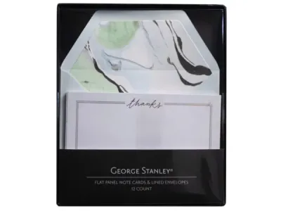 Bulk Buys PC907 - Elegant Green Marble Thank You Card Set - 12 Count