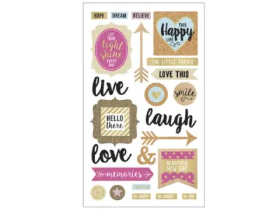 bulk buys CH427 - Inspirational 3D Sticker Set - 24 Assorted Phrases
