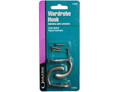 Bulk Buys KL871 - Durable Single Wardrobe Hooks with Easy Installation Hardwar