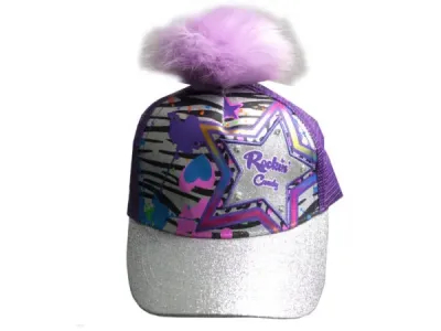 bulk buys SC715 - Glow in the Dark Star Pom Pom Tween Cap