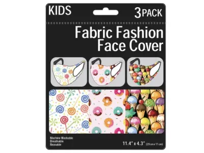 Bulk Buys MO144 - 3 Pack Kids Snack Design Reusable Face Masks