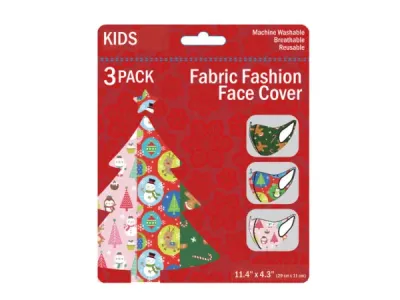 Bulk Buys MO199 - 3 Pack Festive Kids Face Masks for the Holidays