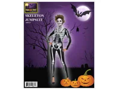 bulk buys OT540 - Black & Bone Skeleton Ladies Catsuit Costume