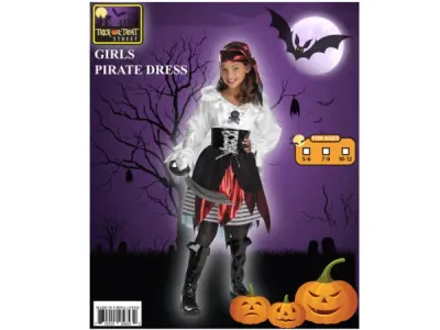 bulk buys OT532 - Pirate Girl Costume Set with Headband, Dress, & Belt