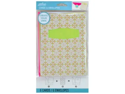 bulk buys GO112 - Stylish Yellow & Pink Birthday Card Set with Envelopes
