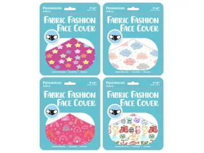 bulk buys MO156 - Adorable Fabric Face Masks for Preschoolers - 4 Designs